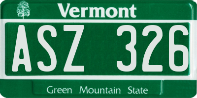 VT license plate ASZ326