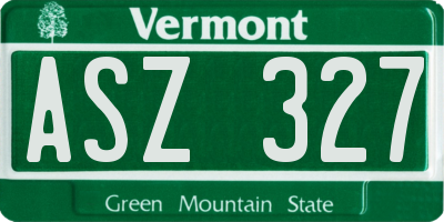 VT license plate ASZ327