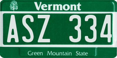VT license plate ASZ334