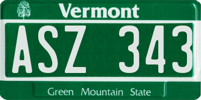 VT license plate ASZ343