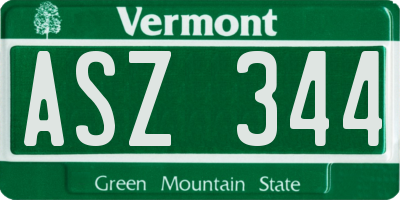 VT license plate ASZ344
