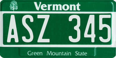 VT license plate ASZ345