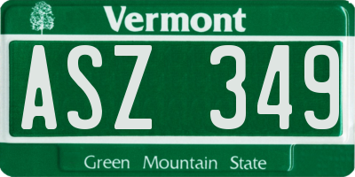 VT license plate ASZ349