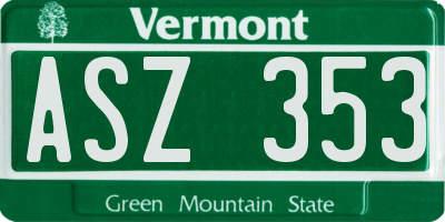VT license plate ASZ353