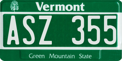 VT license plate ASZ355