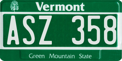 VT license plate ASZ358
