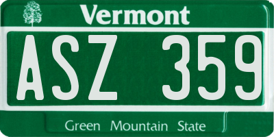 VT license plate ASZ359