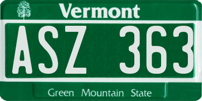 VT license plate ASZ363