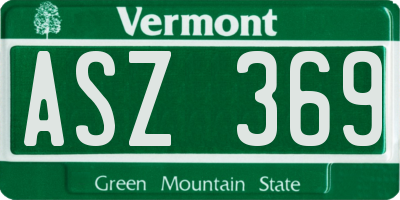 VT license plate ASZ369