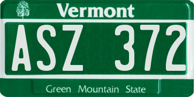 VT license plate ASZ372
