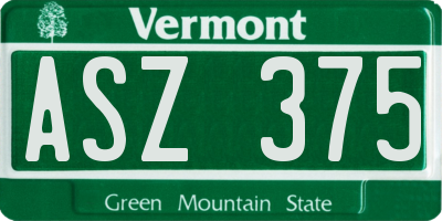 VT license plate ASZ375