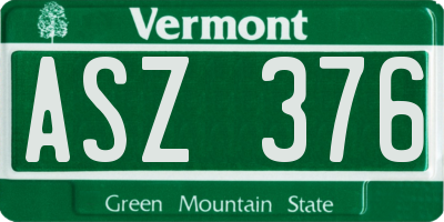 VT license plate ASZ376