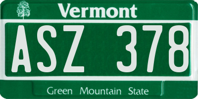 VT license plate ASZ378