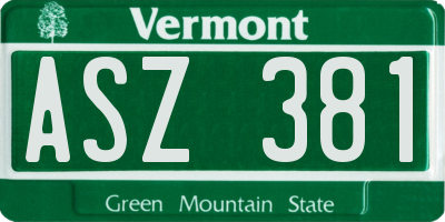VT license plate ASZ381