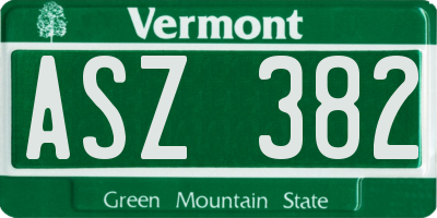VT license plate ASZ382