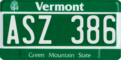 VT license plate ASZ386