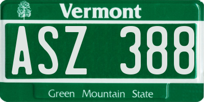 VT license plate ASZ388