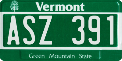 VT license plate ASZ391