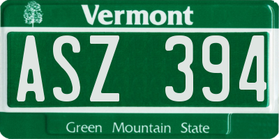 VT license plate ASZ394