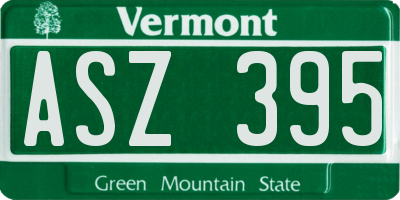 VT license plate ASZ395