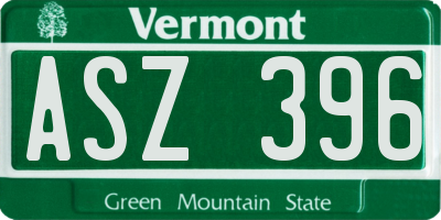 VT license plate ASZ396