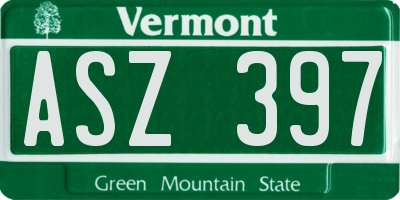 VT license plate ASZ397
