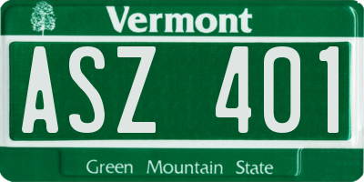 VT license plate ASZ401