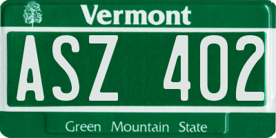 VT license plate ASZ402