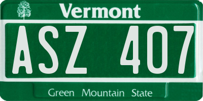 VT license plate ASZ407