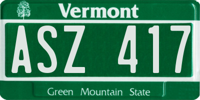VT license plate ASZ417