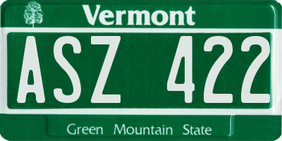VT license plate ASZ422