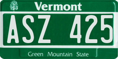 VT license plate ASZ425