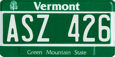 VT license plate ASZ426