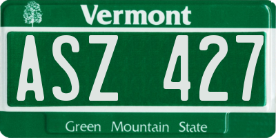 VT license plate ASZ427