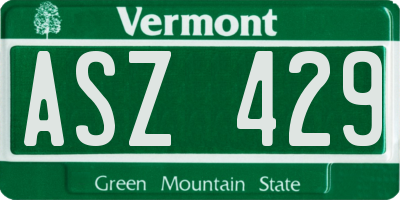 VT license plate ASZ429