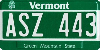VT license plate ASZ443