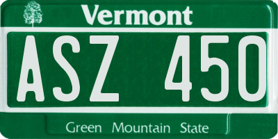 VT license plate ASZ450