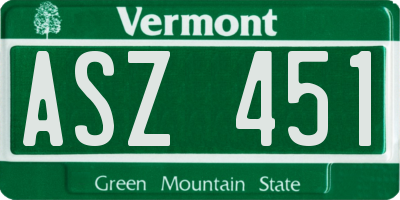 VT license plate ASZ451