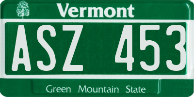 VT license plate ASZ453