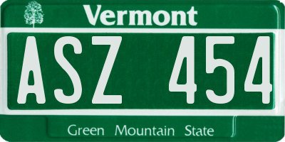 VT license plate ASZ454