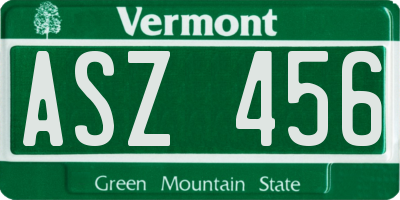 VT license plate ASZ456