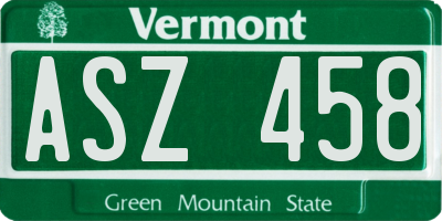 VT license plate ASZ458