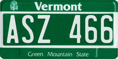 VT license plate ASZ466