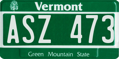 VT license plate ASZ473