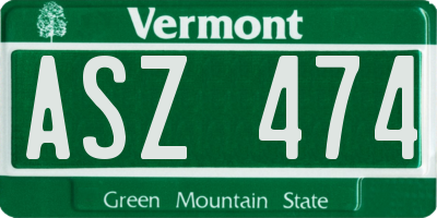 VT license plate ASZ474
