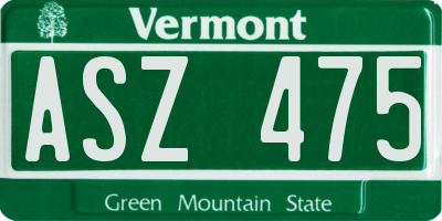VT license plate ASZ475
