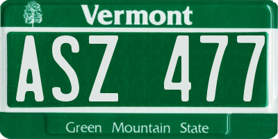VT license plate ASZ477