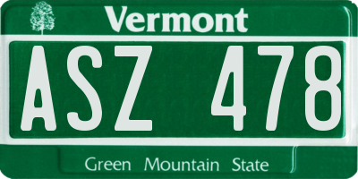 VT license plate ASZ478