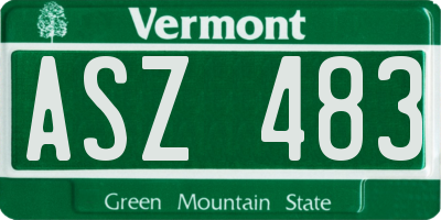 VT license plate ASZ483