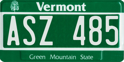VT license plate ASZ485